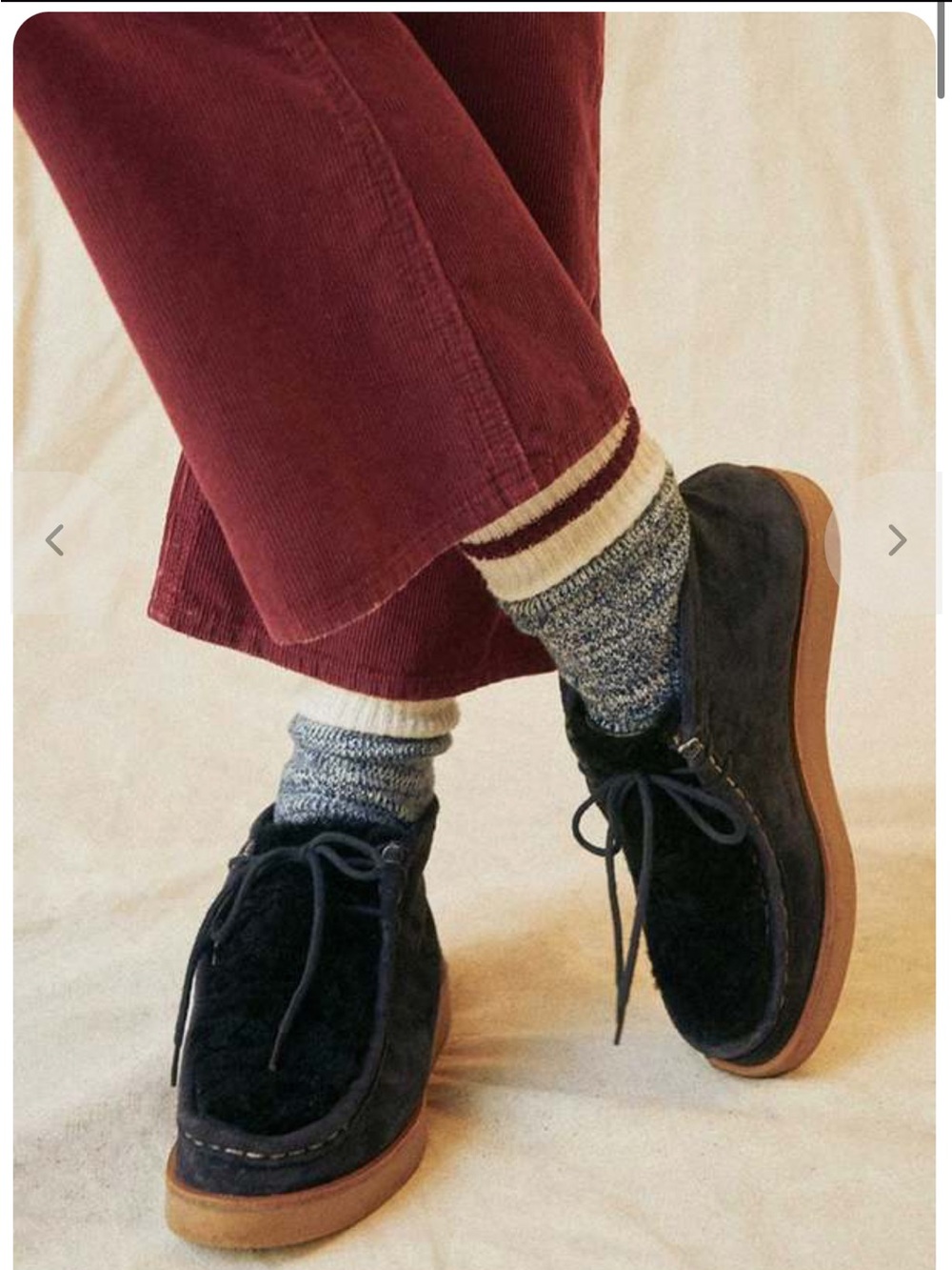 THE GREAT. The Trooper Shoe in Midnight Suede & Sherpa